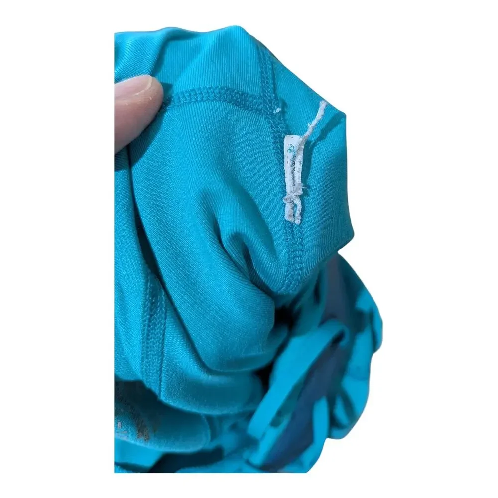 Nike Leggings Womens Small Aqua Drawstring Zip Pocket Yoga Capri Triangle Dots